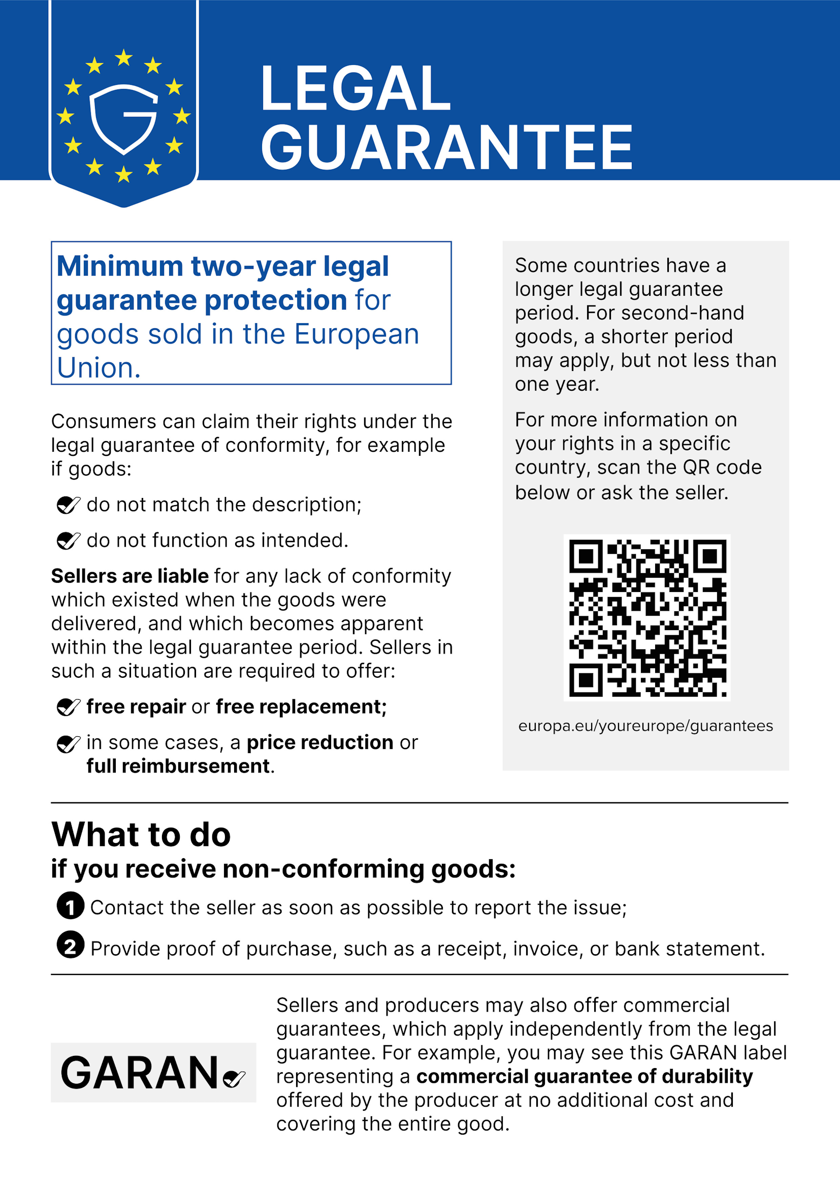 Harmonised EU notice on the legal guarantee of conformity